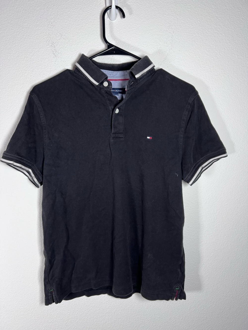 Tommy Hilfiger Cotton Black Polo Shirt Size S